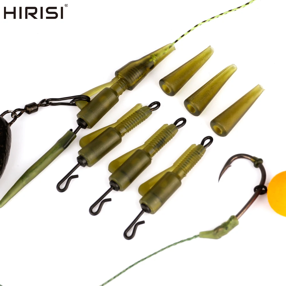Hirisi Quick Change Blei-Clip zum Karpfenangeln, 10 Stück Anti-Tangle-Hülse mit Schwanz-Gummikegel, Hülsen-Blei-Clip