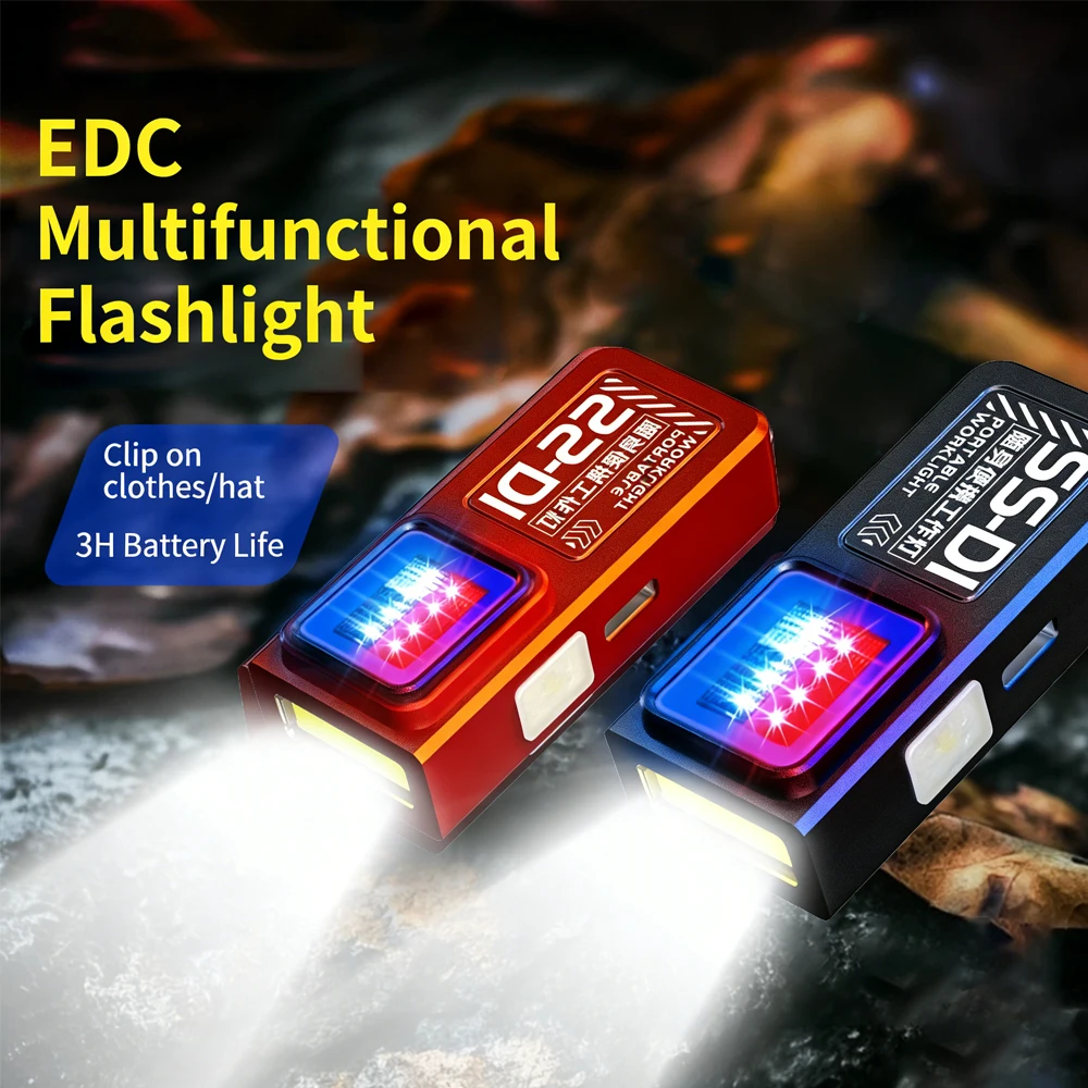 

Mini COB LED Flashlight USB C Rechargeable Powerful Work Light with Clip Magnet Waterproof EDC Camping Walking Pocket Lamp