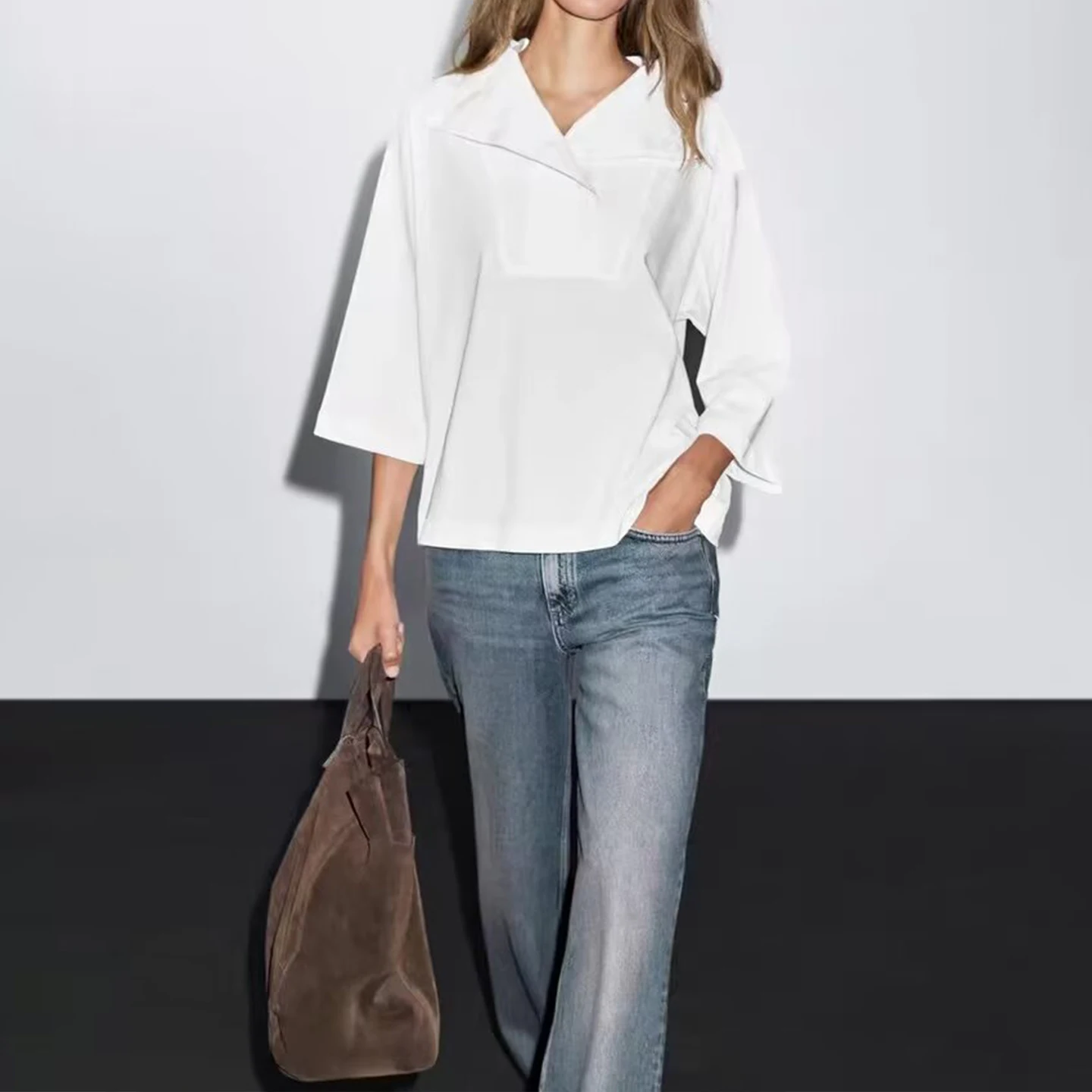 High Collar Nine Sve Commute Sle Women's irt Z Loose Fit Other Material 00% Regular Thin Girl's irt