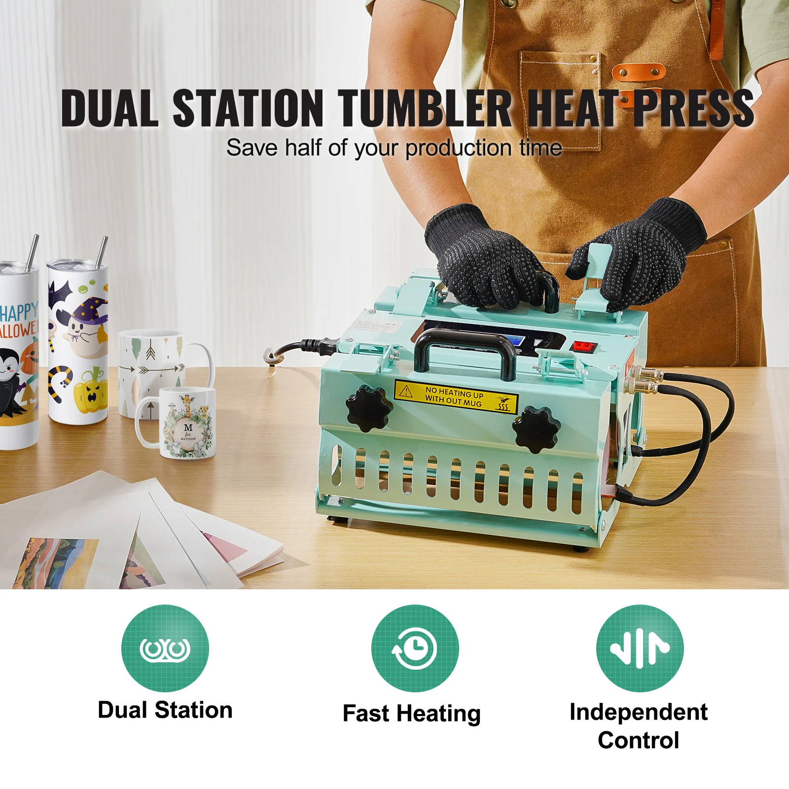SucceBuy Tumbler Heat Press Machine 2 Station Heaters 11-30oz Mug Press Tumbler Press for Sublimation Tumblers Cups Mug