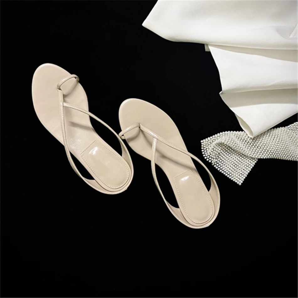 K*hai  Lambskin Sandals For Women Simply High Quality Heels Shoes 2024 Summer New Luxury Design Slippers