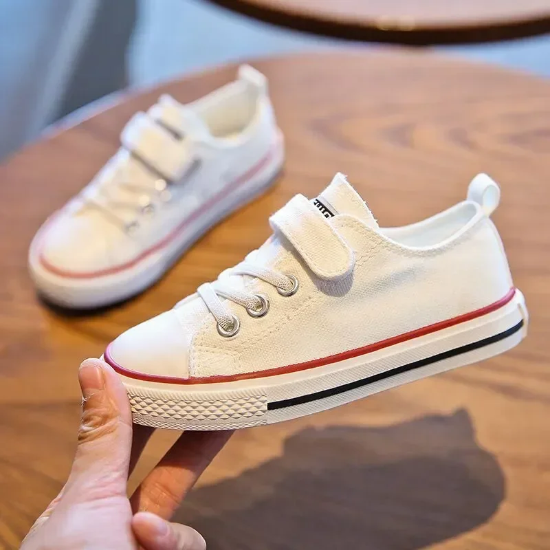 Toddler Girl Sneakers 2024 Spring Autumn New Boy Shoes Kids Jelly Color Canvas Shoes Casual Lace Up Classic Flats Children Shoes