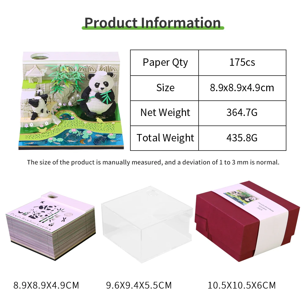 Omoshiroi Block 3D Notepad Mini Panda Memo Pad With 2025 Calendar Paper Notes Artistic Notepad Creative Christmas Birthday Gift