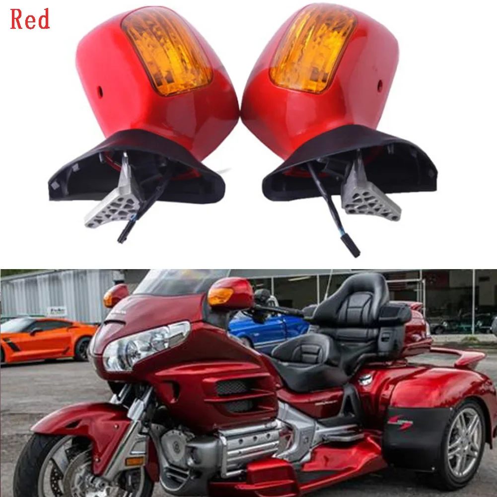 Motorcycle Rear View Mirrors Integrated LED Turn Signal For Honda Goldwing GL1800 2001 --2011