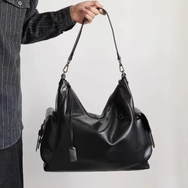 

Новая сумка большой емкости из искусственной кожи, модная сумка через плечо на одно плечо, мотоциклетная сумка-тоут с несколькими карманами