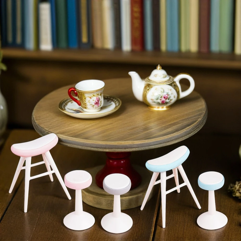 5 stuks miniatuur kruk poppenhuis meubilair plastic stoelen voor micro landschap doe-het-zelf-projecten fantasiespel accessoires