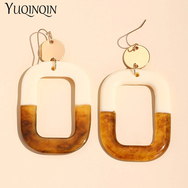 New Trend Big Dangle Earrings for Women Fashion Jewelry Long Geometric Arcylic Korean Drop Women\'s Earrings Summer Retro Brincos