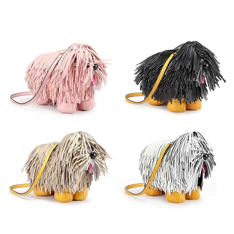 Novelty Tassel Puppy Shape Women\'s Shoulder Bag Crossbody Cute Cartoon Animal Shape Purses and Handbag Designer Tote Bag