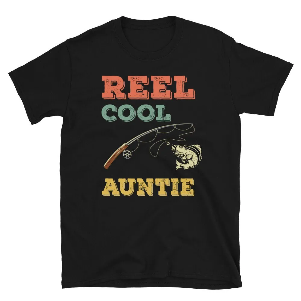 Reel Cool Auntie Walleye T Shirt Retro Fishing Rod Catch Vintage