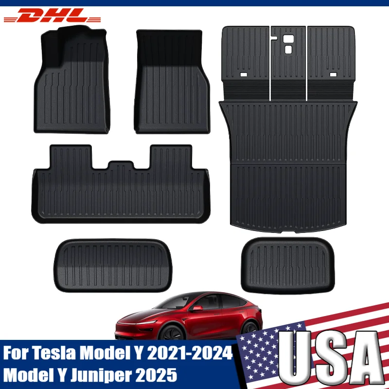 

TPE Floor Mats & Cargo Liner For Tesla Model Y Juniper 2025 / Model Y 2021-2024 All Weather Waterproof Anti-Slip Floor Mat