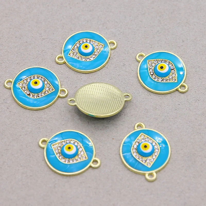 6pcs Lucky Enamel Evil Eye Bracelet Connectors Findings DIY Demon Eye Anklet Bracelets Necklaces Pendants Jewelry Charms Make