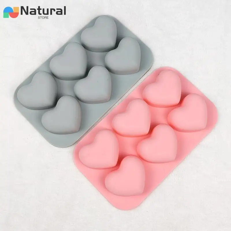 6 Cavities Valentine\'s Day Heart Silicone Baking Mold Love Chocolate Candy Biscuit Ice Mould Cute Gifts Soap Candle Making Set