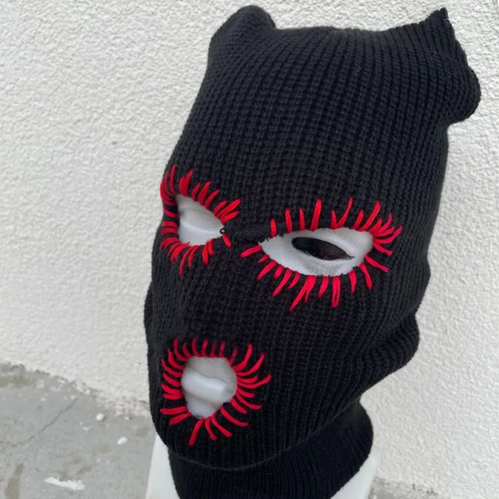 

Funny Hooded Halloween Balaclava Party Vintage Knitted Hat Handmade Beanie Cap for Men Women