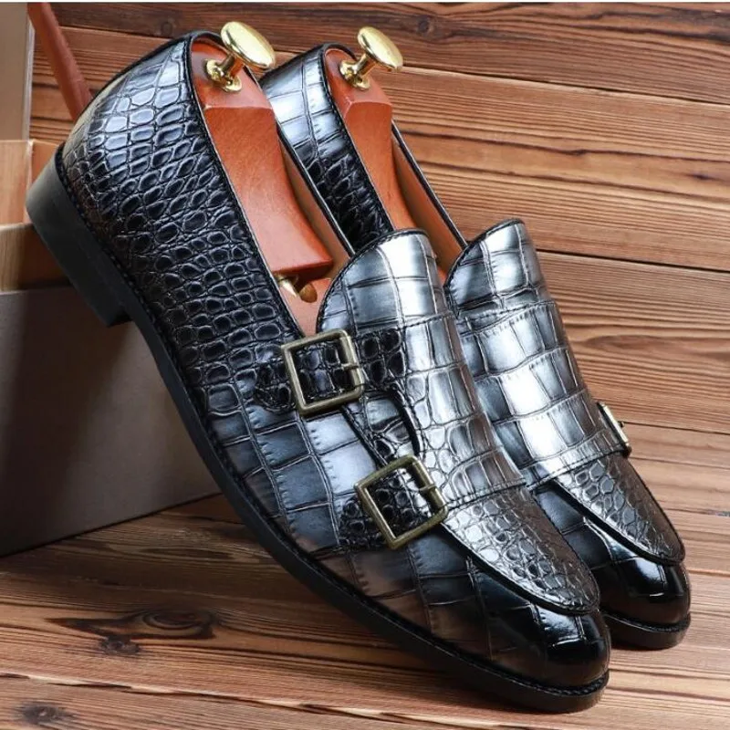 2023 Spring Men Leather Shoes Flat heel Fashion Double Strap Mens Derby Shoes Plus Size 38-46