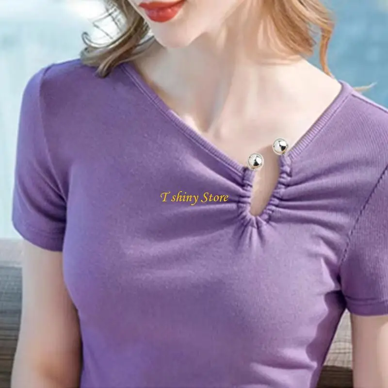 

N58F Pack of 2 Antiexposure Double Head Spirals Buckle Brooch Secure Clothing Button