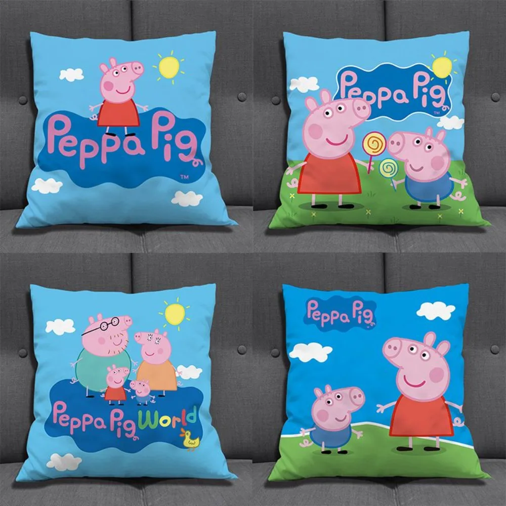 Peppa Pig Printed Pillowcase Cushion Cover Pillow Covers Student Nap Pillow Children Back Pillow Removable Washable Gifts