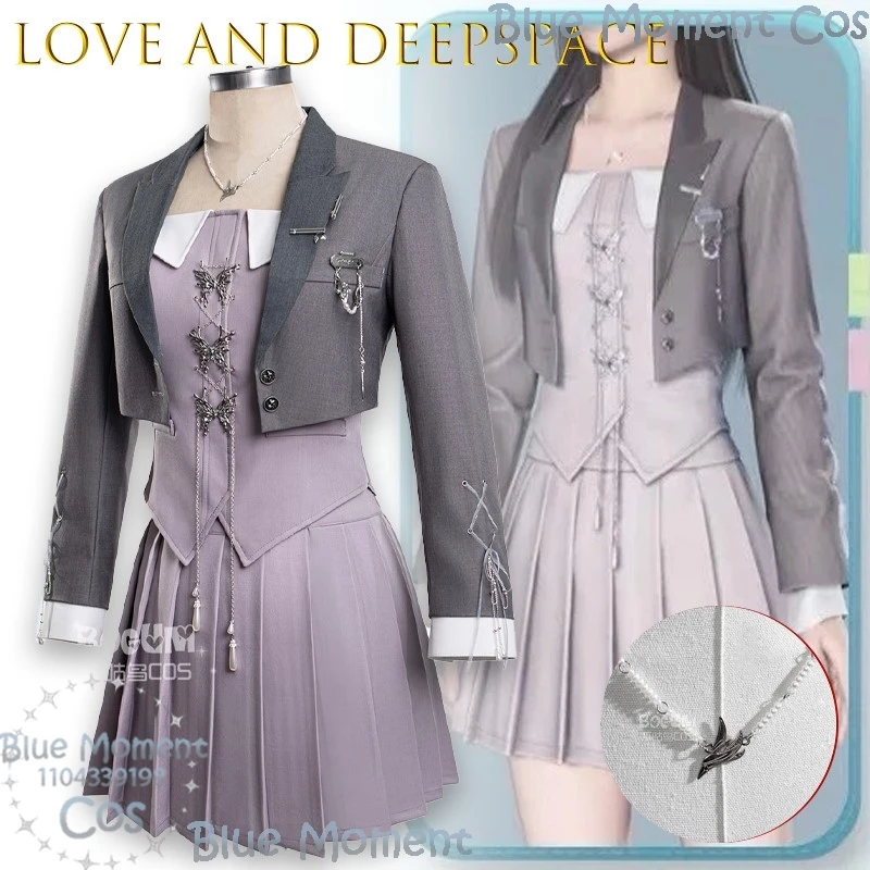 

Love And Deepspace Cosplay Clothes Whispers Of The Heart Main Control Daily Dress Game Y2k Gray Pleated Carnival Outfit Roleplay