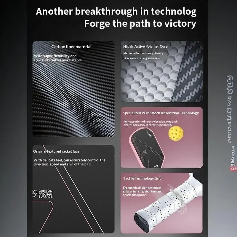 T700 Carbonfaser-Pickleball-Schläger-Set mit ergonomischem Griff, inklusive Aufbewahrungstasche und Bällen für das Heimtraining im Innenbereich. – Detail 16