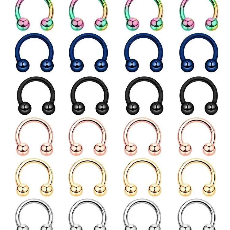 10Pcs Stainless Steel U-Shaped Nose Ring Nail Piercing Jewelry Basic Stainless Steel Nose Stud for Nail Art