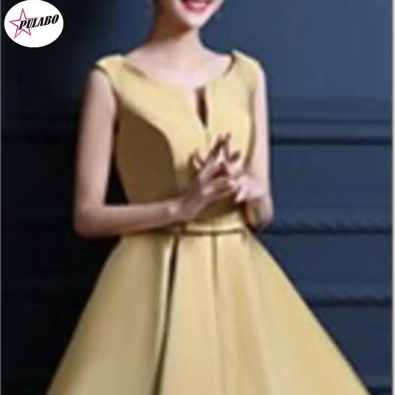 Silk Burgundy Party Dress Maid of Honer Scoop Neck Ribbon Bow Draped for Women Wedding Party Dress Female Dress