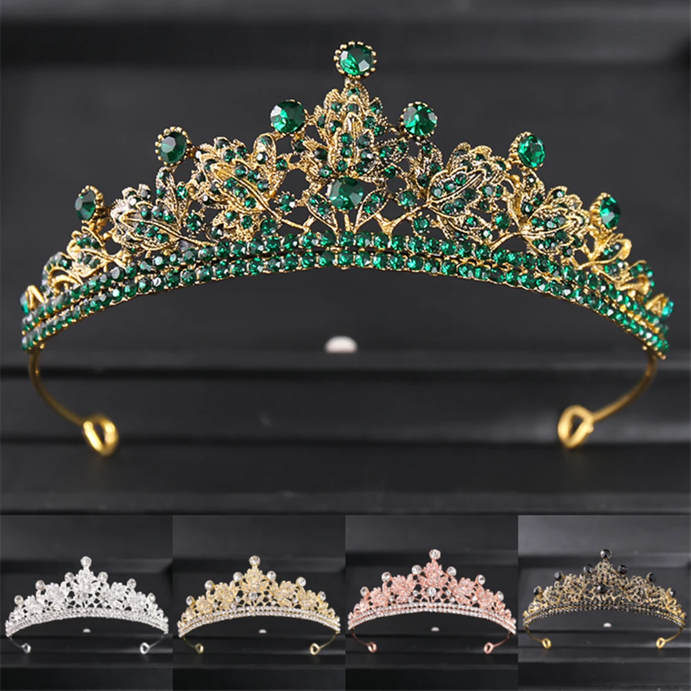 Vintage Baroque Crystal Crown Tiara Diadem Princess Rhinestone Crowns And Tiaras Bridal Hair Jewelry Wedding Hair Accessories