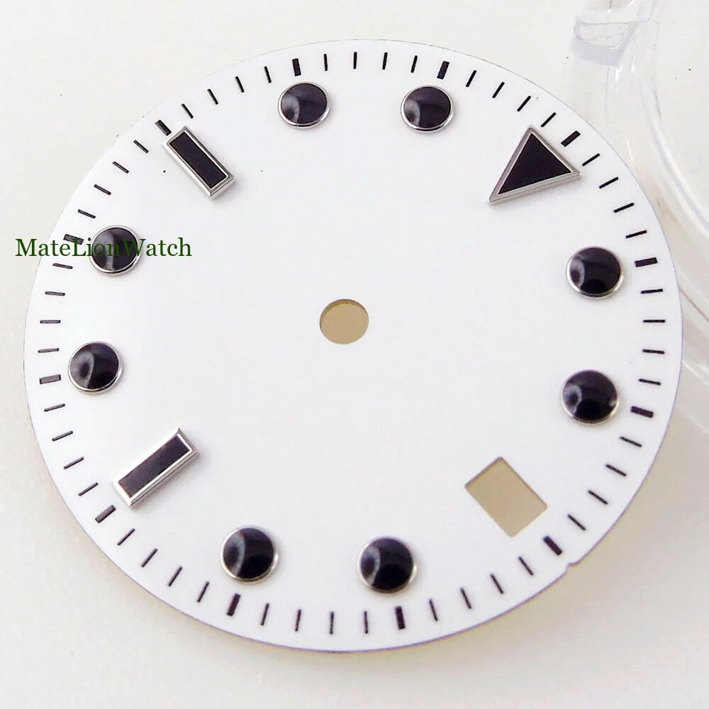 29 мм подходит для NH35/NH35A стерильный циферблат часов с окошком даты черный/белый циферблат часов