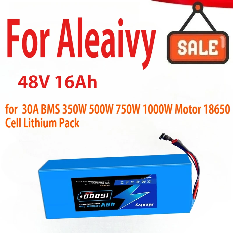 

Aleaivy 48 В 16 Ач Аккумулятор для электровелосипеда 30 А BMS 350 Вт 500 Вт 750 Вт 1000 Вт Двигатель 18650 Cell Lithium Pack для электронного велосипеда, электрического скутера