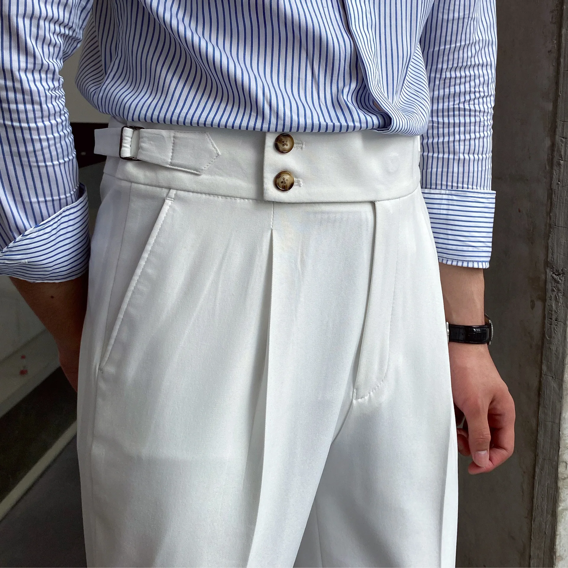 

2025 New Homemade Men's Naples British Drape High-waisted Straight-leg Pants Autumn Casual Pants Trendy Trousers