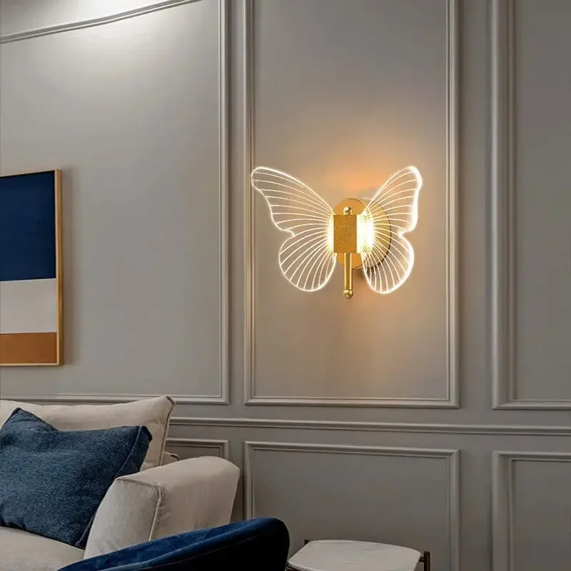 

Nordic Modern Bedroom Bedside Lamp Restaurant Living Room Background Wall Window Bar Stair Lamp Net Red Butterfly Chandelier