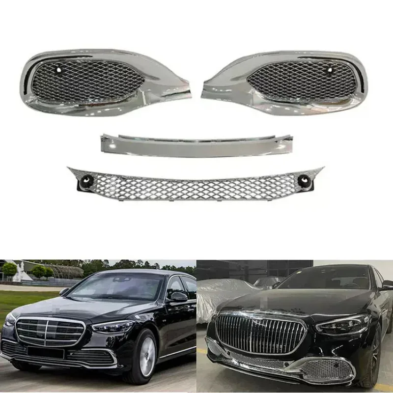 

W223 Upgrade Style Front Bumper Grille Mesh Set Compatible With S Class S400 S450 S500 Year 2021 2022 2023