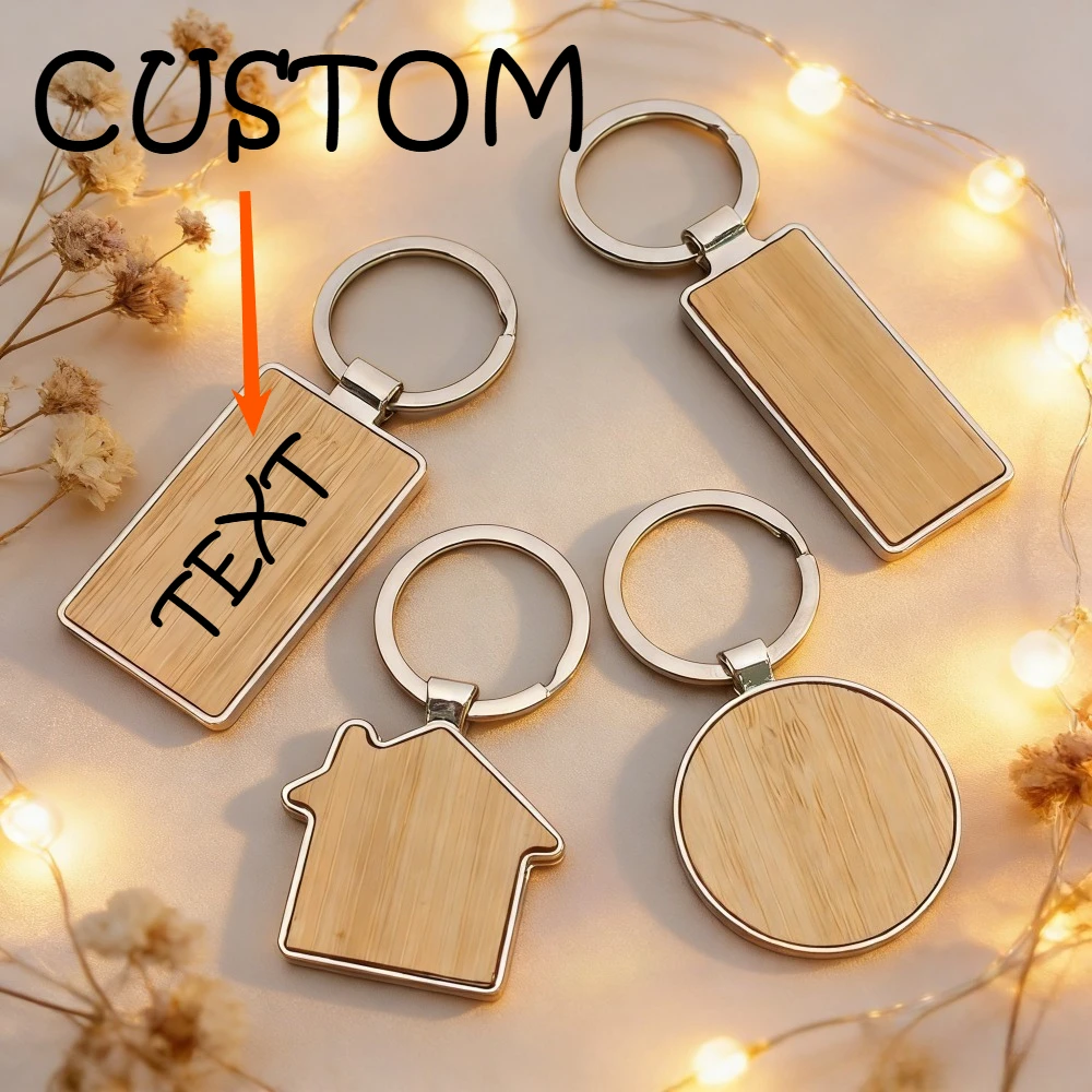 

Custom Personalized Metal Bamboo Keychains Women Men Car Motorcycle Phone Engraved Key Ring Pendant Bags Y2k Keyings Gifts
