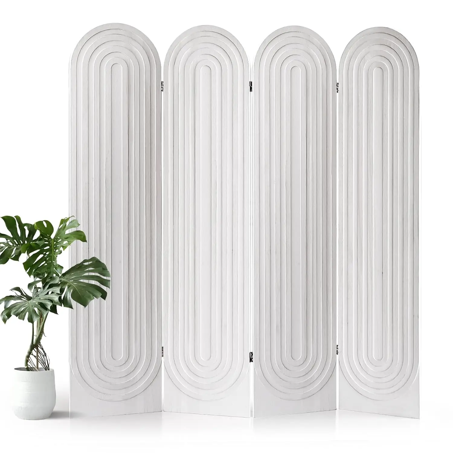 4-Panel Wood Room Divider Folding Privacy Screen Freestanding Partition for Bedroom Studio & Office Modern Style, Customized