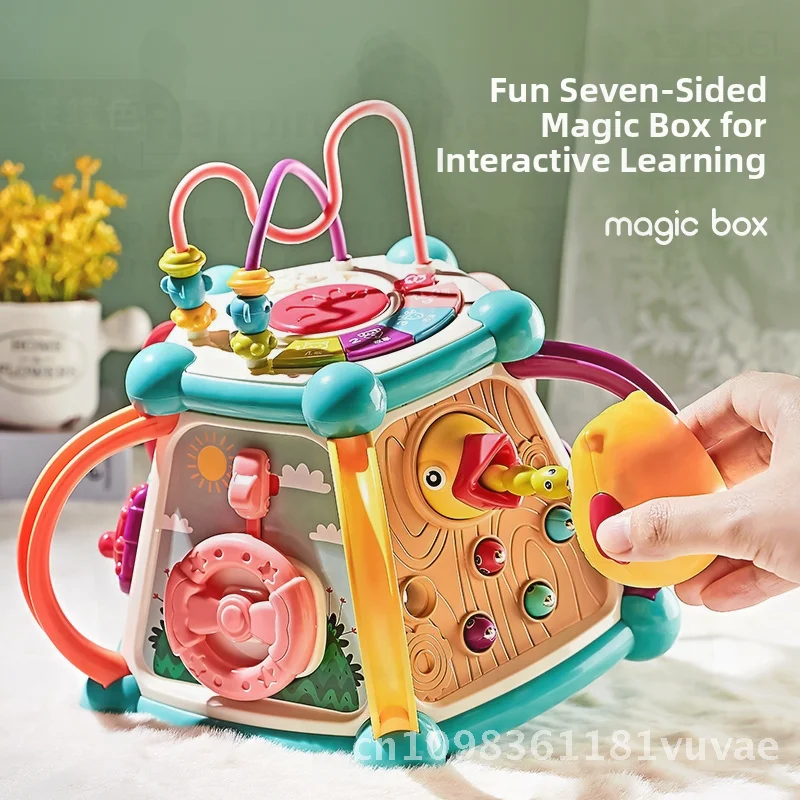 Tambor de mano multifuncional para niños, raqueta para bebé de 6/7 lados, juguete educativo para edades tempranas, poliedro educativo para bebés de 0 a 3 años