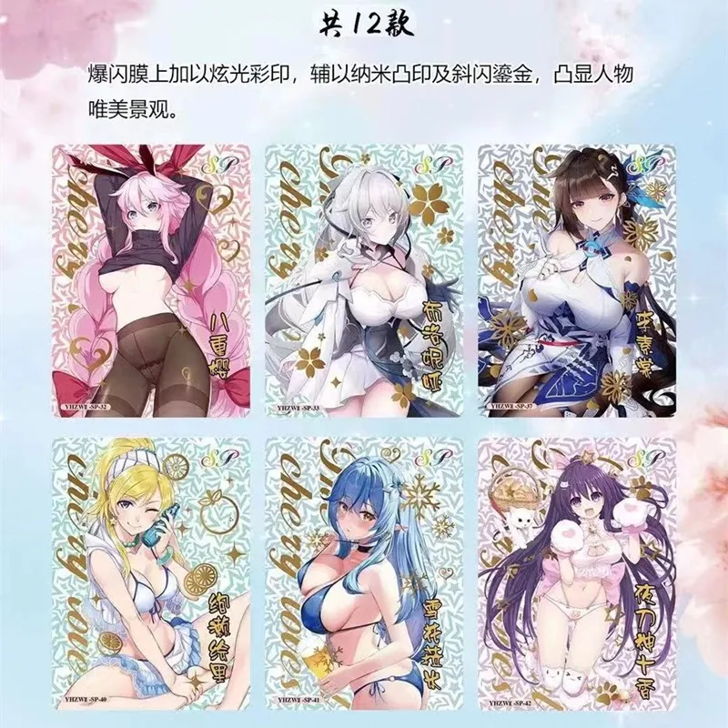 Tarjetas de Anime de diosa Story, papel de colección de beso de flor de cerezo para niños, figuras japonesas, personajes periféricos, tarjetas de