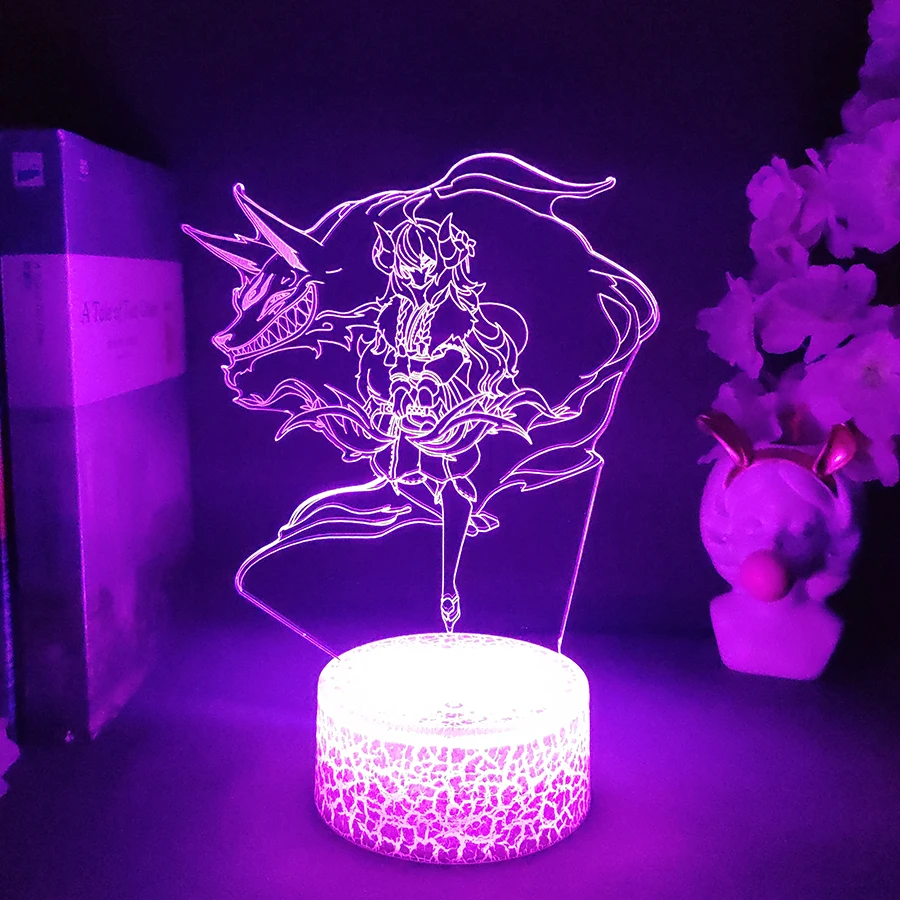 Game League of Legends 3D Eternal Hunters Kindred Led Neon Night Lights Bedroom Table Lamp Decor LOL Character Kids Gift