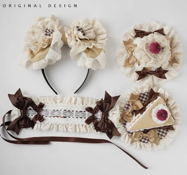 الأصلي لوليتا اليدوية الوردي كب كيك دبوس الشعر الإناث الفتيات لطيف مقوس دانتيل KC الباليه إكسسوارات الشعر هالوين كوس أغطية الرأس