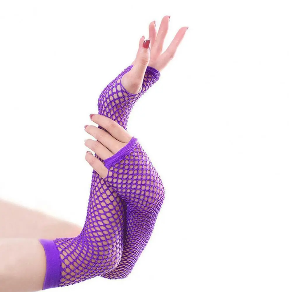 Performance Gloves Hollow Out Fishnet Thin High Elasticity Fingerless Thin See-through Cosplay Club Party Festivals Gloves