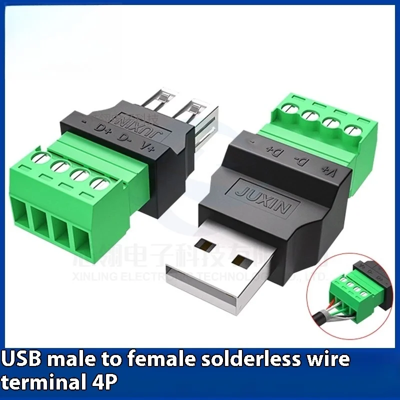 1pcs USB solderless connector Solder-free USB 2.0 male/female connector Connector, keyboard and mouse connector, wiring terminal