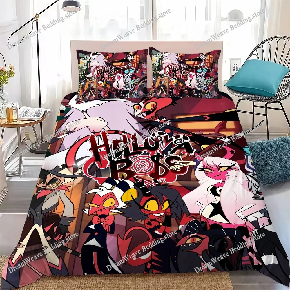 Cartoon H-Helluva Boss Cool Duvet Cover Set Home Style Bedding Soft Laundry Cotton Bed Student Dormitory Gift