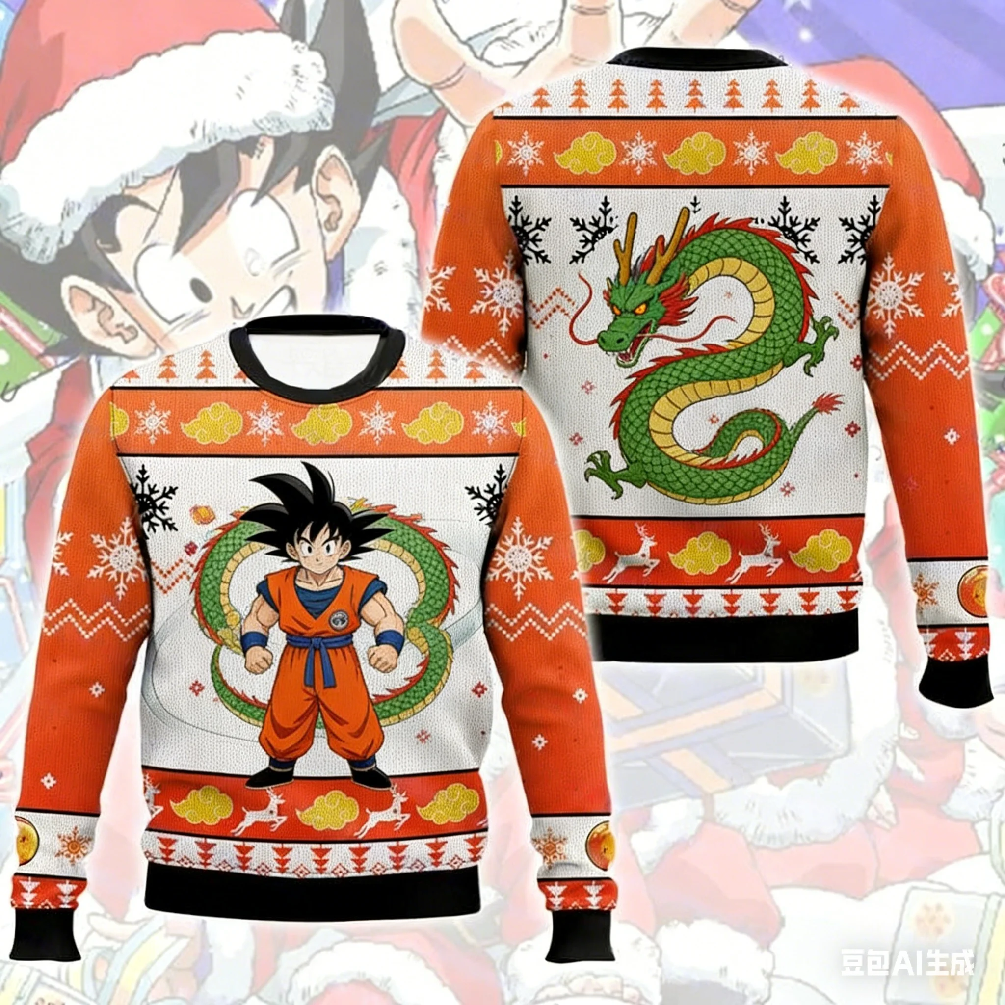 

NewSweater Japanese Anime Goku Saiyan Bandai Dragon Ball 3D Hoodie Christmas Jersey Round-neck Shirt for Men and Children Sports
