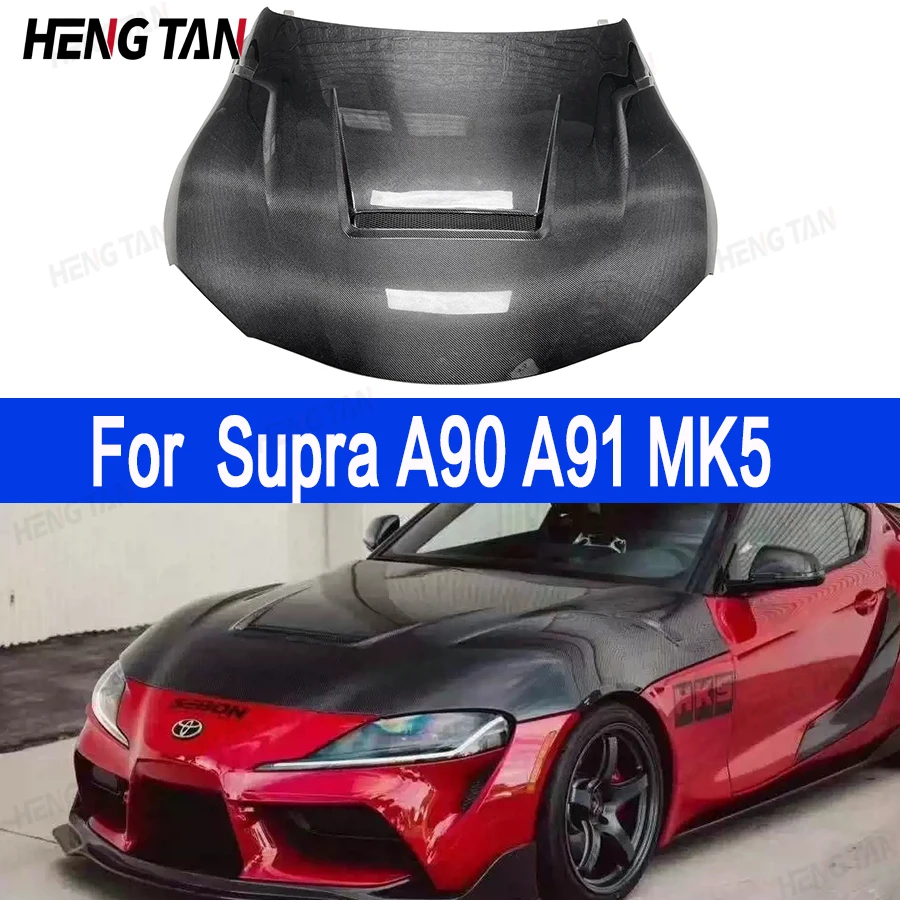 

For Toyota Supra A90 A91 MK5 2019 - 2023 Carbon Fiber Car Engine Hood Bonnet Front Bumper Engine Hood Cover Body kit Replacement