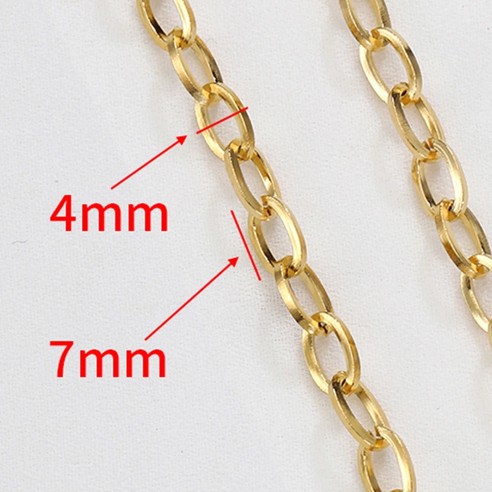 2Meters 1Meter Stainless Steel Chain 4mm Oval Curb Cuban Chains for Bracelet Necklace Jewelry Making DIY Accessories Wholesale