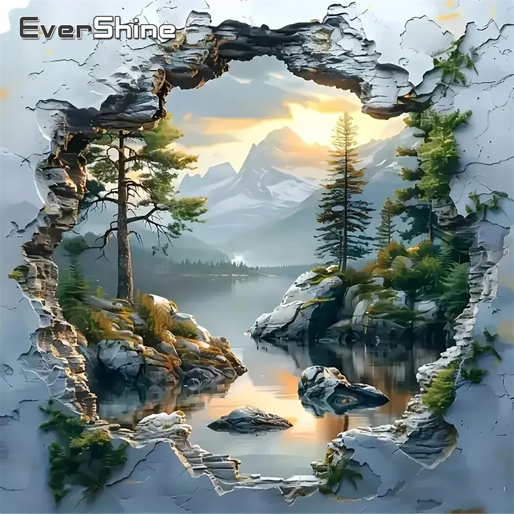 Evershine 5D-Diamantmosaik zum Selbermachen, Flusslandschaft, geeignet für Anfänger, Diamantmalerei, Berghandwerksset, Dekor für Zuhause