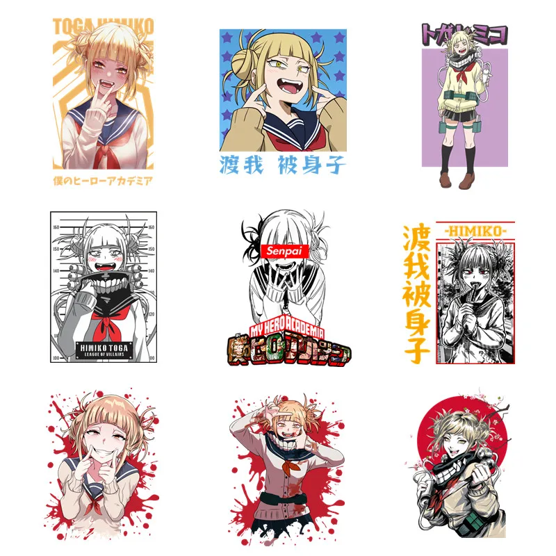 Anime Boku No Hero Academia Himiko Toga Patches for Clothes Heat Transfer Stickers DIY T shirt Iron on for Women Bags Appliqued