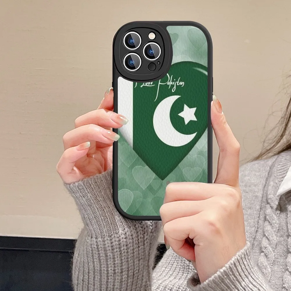 Pakistan Flagge Handy hülle Hartes Leder für iPhone 14 13 12 Mini 11 14 Pro max xs x xr 7 8 plus Fundas