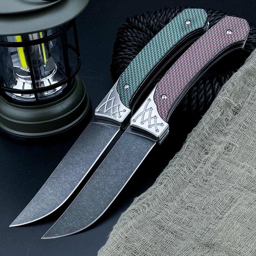 

New Style Outdoor Camping Knife EDC Pocket Knife D2 Blade Carbon Fiber Handle Lightweight Durable Knives Folding Knife