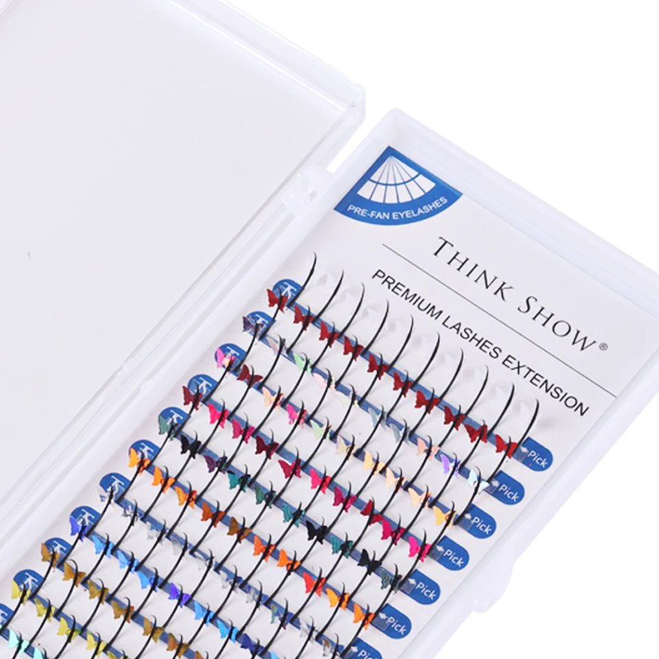 THINKSHOW Mieszane Brokatowe Kolorowe Rzęsy Przedłużane w Kształcie Gwiazdy/Kwiatu/Motyla Błyszczące Rzęsy do Makijażu na Imprezę Cosplay