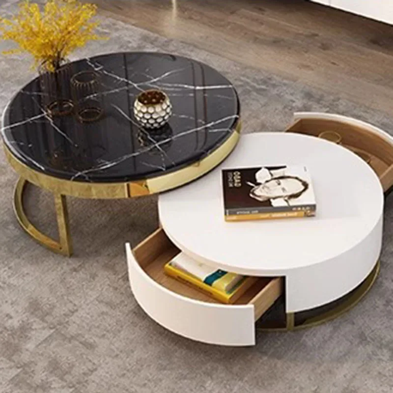 

Metal Nordic Coffee Table Trau White Gold Mobile Living Room Coffee Table Round Mesa Lateral Kaffee Tische Furniture For Home