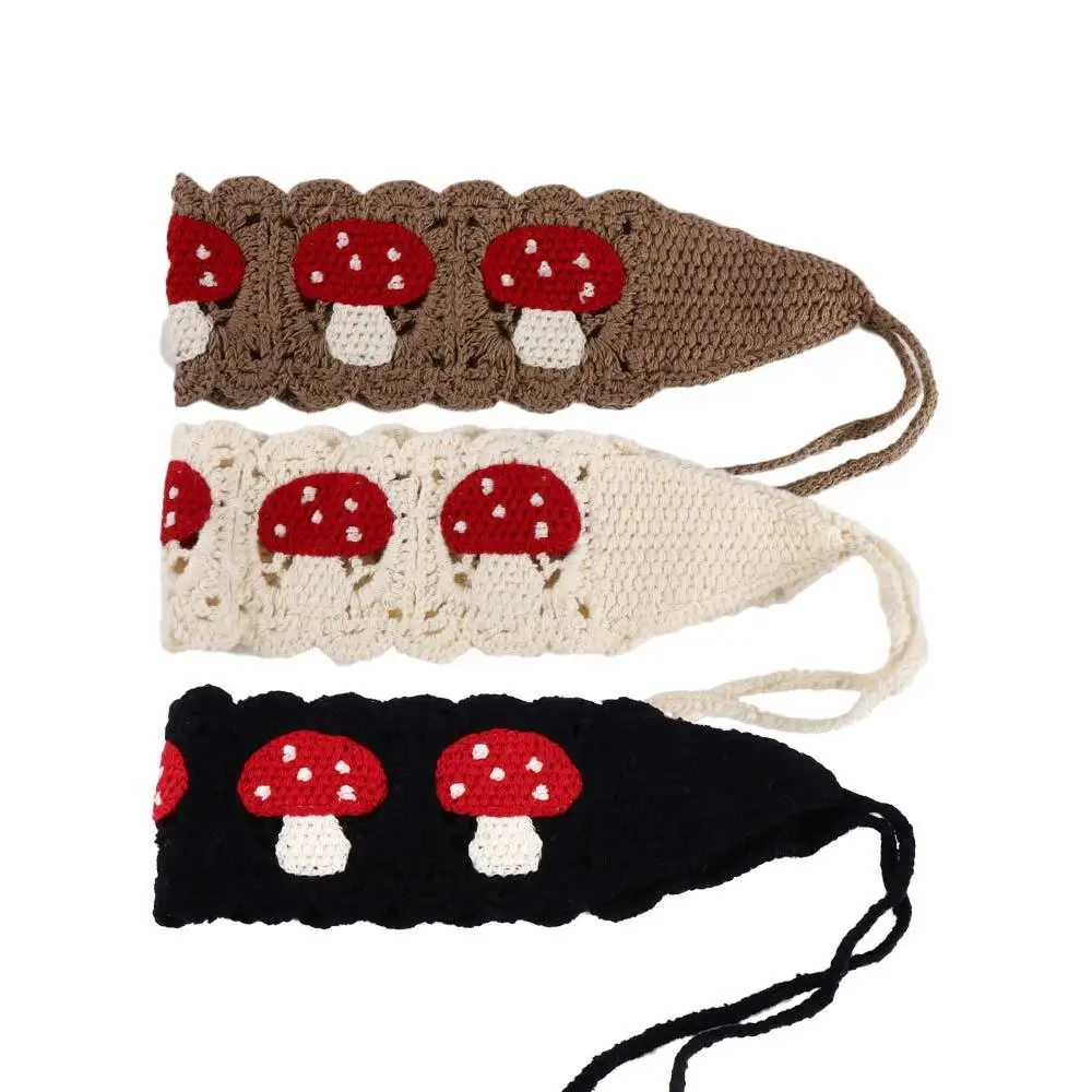 Cute Retro Pastoral Style Mushroom Pattern Girls Headband Hairband Bandanas Hair Accessories Crochet Hair Band