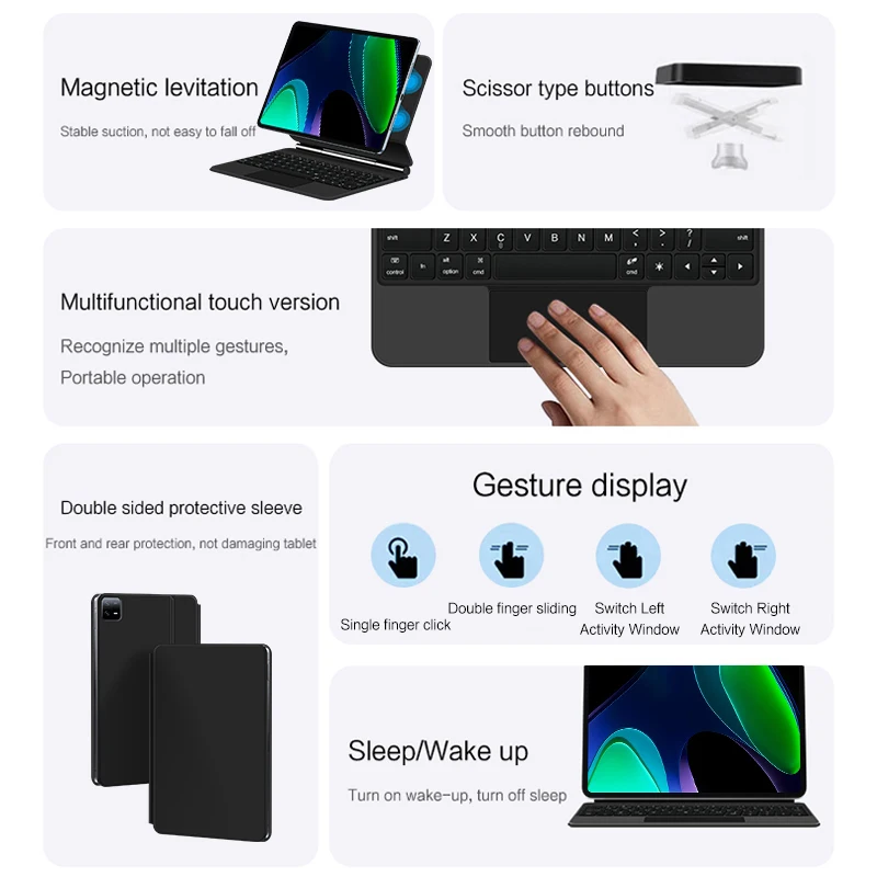 Imagem -06 - Recarregável Smart Case Touch Pad Teclado Mágico Luz de Fundo Funda para Xiaomi mi Pad 11 Pro Pro 2023